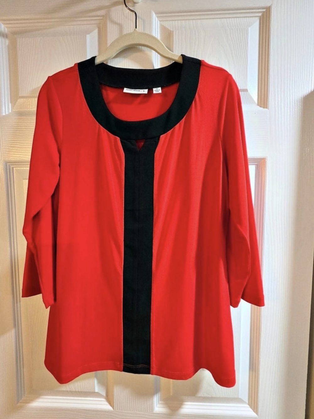 Susan Graver Color Block Tunic in Red & Black Size XS